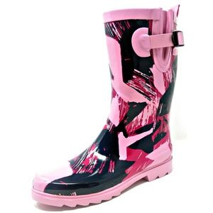 Women Cute 11" Mid-Calf Rubber Rain Boots, Garden